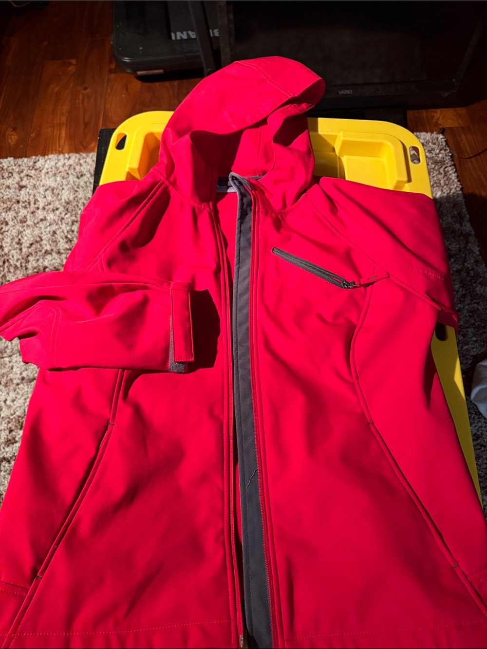 Red Hooded Softshell Jacket - Women